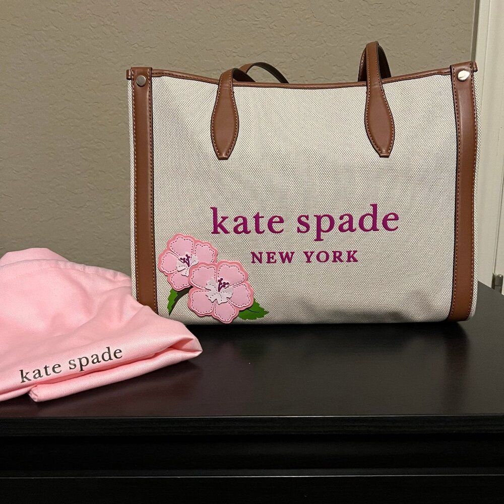 NWOT auth KATE SPADE Hisbiscut Medium Tote *special Hawaii edition*